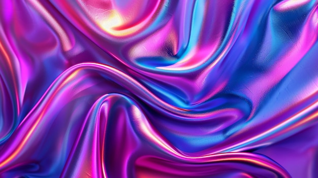 Abstract background of holographic foil in blue pink and purple colors