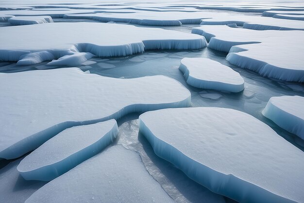 러시아의 겨울에 바이칼 호수에서 얼음 아래 얼어붙은 공기 흐름의 추상적인 배경