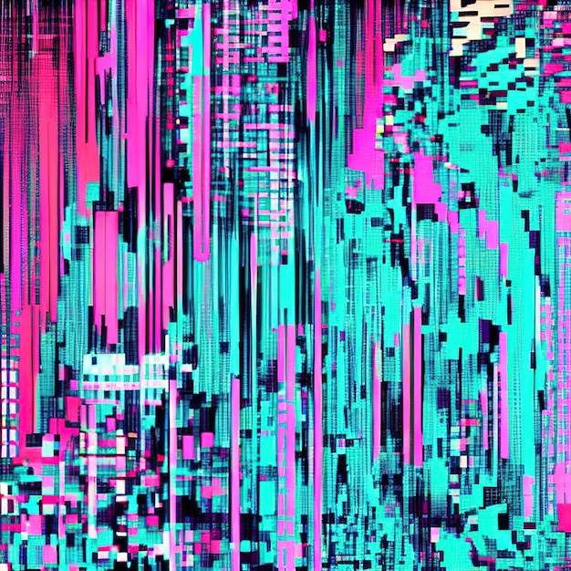 Foto sfondo astratto ispirato all'effetto glitch digitale e ai pixel