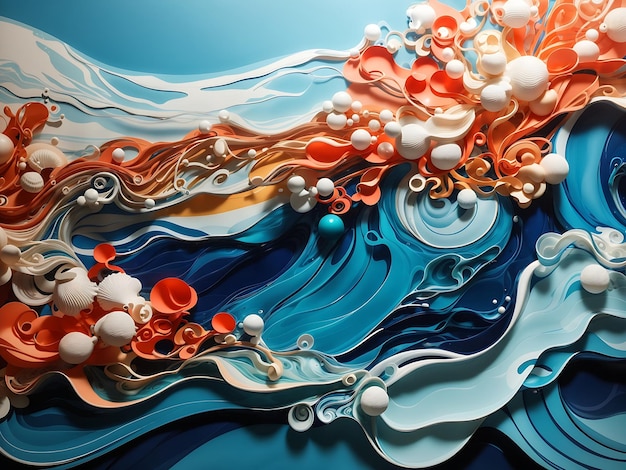 an abstract background inspired by the surreal beauty of the ocean incorporating fluid waves