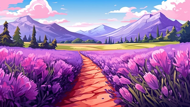 Abstract background lavender fields the picturesque landscapes of lavender fields with a mesmerizing