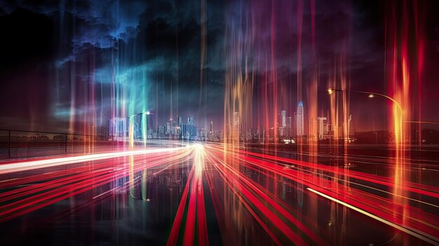 Abstract background light city road lights genereted ai