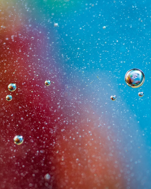 Abstract background. Macrophotography. Oil bubbles. Water texture.