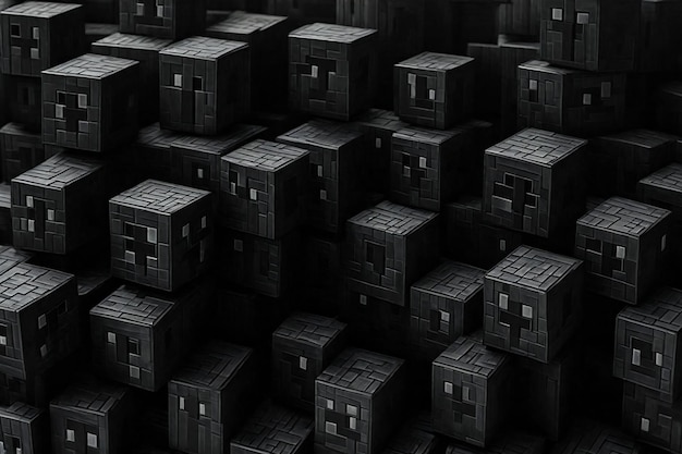 Photo abstract background made of black cubes