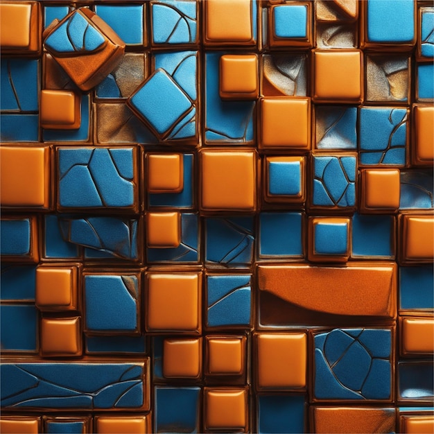 Abstract Background Made Of Blue and Orange Squares