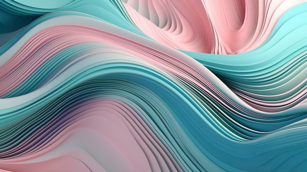 An abstract background made of blue and pink waves in the style of vray tracing colorful moebius generate ai