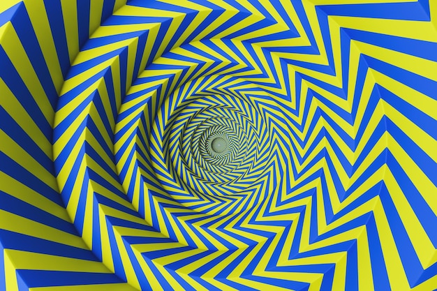 abstract background made of yellow and blue concentric circles. concept of creativity and art. 3d rendering