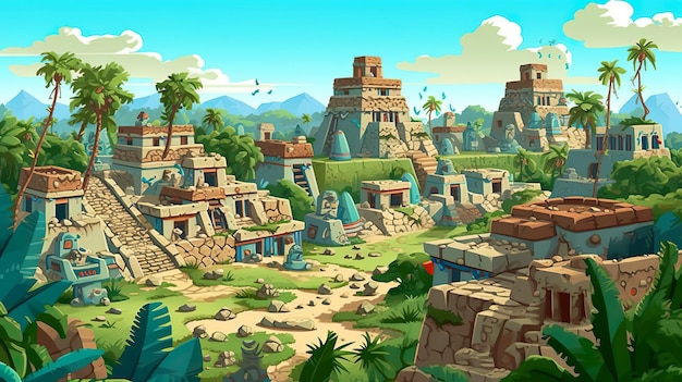 Foto sfondo astratto antenati maya un'illustrazione che unisce le meraviglie architettoniche e il patrimonio culturale della civiltà maya in uno sfondo che riflette la sua ricca storia ia generativa