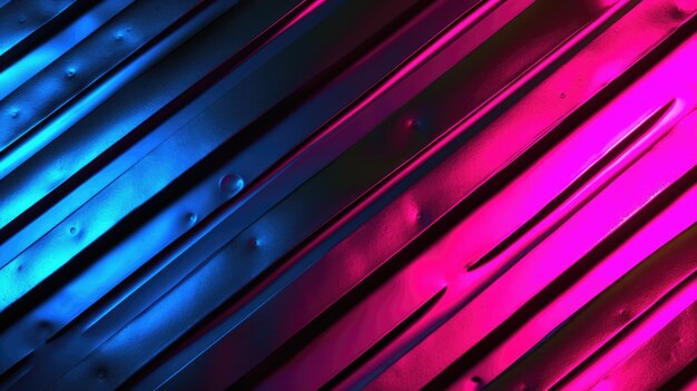 The abstract background of metal texture with empty space in hot pink electric blue and neon green colors 3D illustration of exuberant