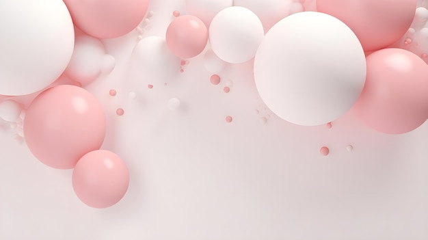 Abstract background in modern minimalist style with white and pink balls