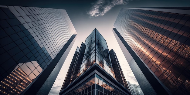 Foto fondo astratto dell'esterno moderno dell'edificio per uffici nel nuovo quartiere degli affari