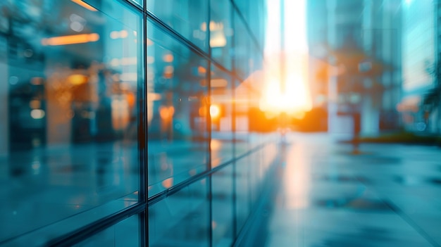 Abstract background of modern office building with glass windows Shallow depth of field