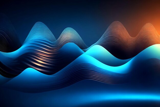 抽象的な背景 現代的な波の反射 色鮮やかなネオン光 AI生成