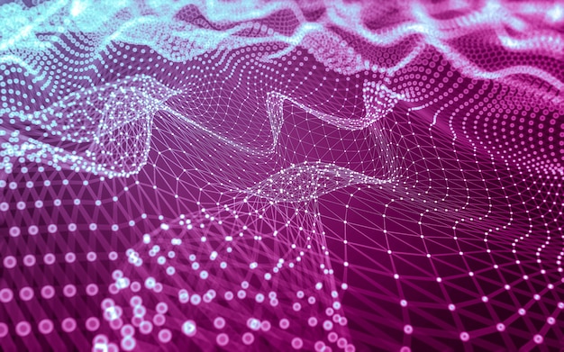 Abstract background. Molecules technology with polygonal shapes, connecting dots and lines. Connection structure. Big data visualization.