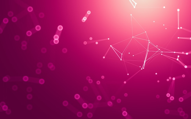 Abstract background. Molecules technology with polygonal shapes, connecting dots and lines. Connection structure. Big data visualization.