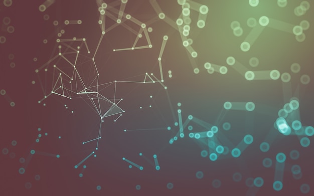 Sfondo astratto. tecnologia delle molecole con forme poligonali, punti e linee di collegamento. struttura di connessione. visualizzazione dei big data.