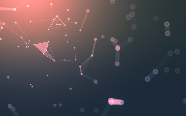 Abstract background. Molecules technology with polygonal shapes, connecting dots and lines. Connection structure. Big data visualization.