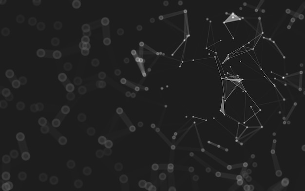 Abstract background. Molecules technology with polygonal shapes, connecting dots and lines. Connection structure. Big data visualization.