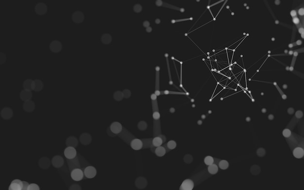 Abstract background. Molecules technology with polygonal shapes, connecting dots and lines. Connection structure. Big data visualization.