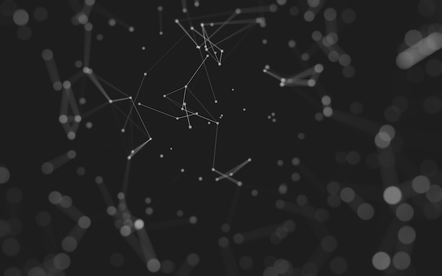 Abstract background. Molecules technology with polygonal shapes, connecting dots and lines. Connection structure. Big data visualization.