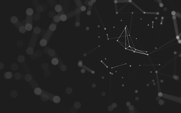 Abstract background. Molecules technology with polygonal shapes, connecting dots and lines. Connection structure. Big data visualization.