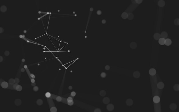 Abstract background. Molecules technology with polygonal shapes, connecting dots and lines. Connection structure. Big data visualization.