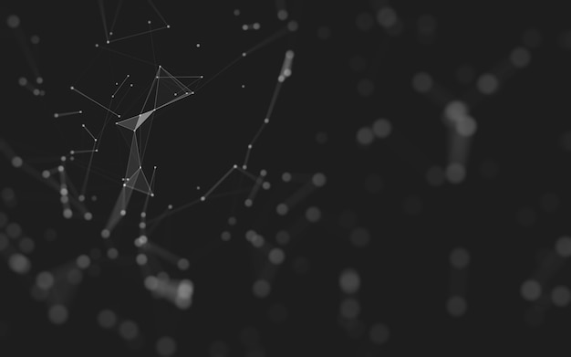 Abstract background. Molecules technology with polygonal shapes, connecting dots and lines. Connection structure. Big data visualization.