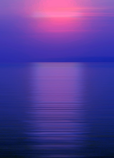 Abstract background motion blurred of refraction in water with sunset on the sea at twilight times.