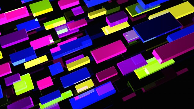 Abstract background Multicolor geometric shapes 3d illustration Glass rectangles Vivid blocks Simple abstract backdrop Digital image