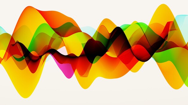 Abstract background of multicolored ink waves with warm colors on a white canvas