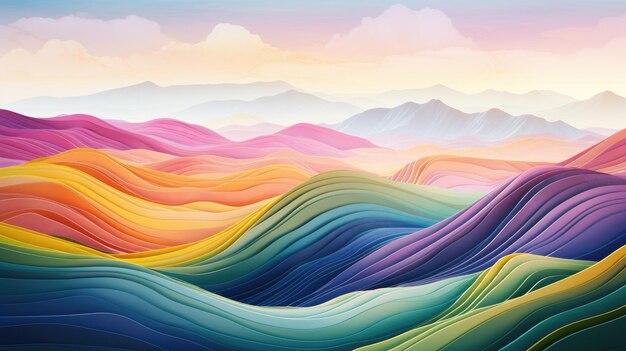 Абстрактный фон многоцветных гор из линий и мазков кисти фото высокого качества