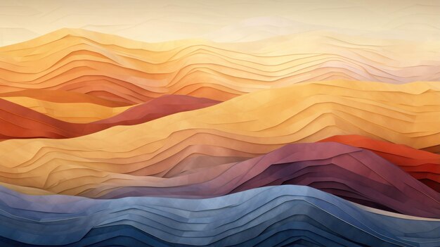 Abstract background of multicolored mountains from lines and brush strokes