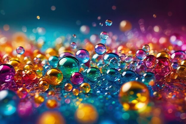 Abstract background multicolored rainbow bubbles Bokeh effect sun glare vibrant colors