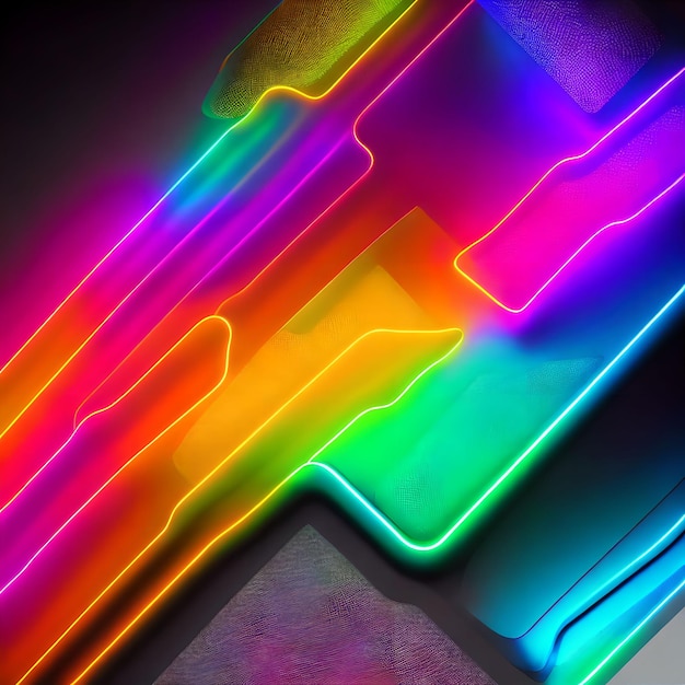 Abstract background of neon color led light generative art by AI