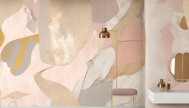 abstract background, neutral tones, blush pinks and sand colors, gold leaf, feminine organic shapes