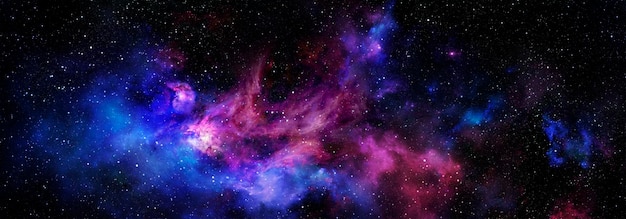 写真 深宇宙に紫色の星雲と星空の抽象的な背景