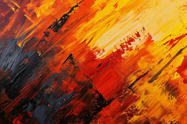 Abstract background of oil paint on canvas in red and orange colors