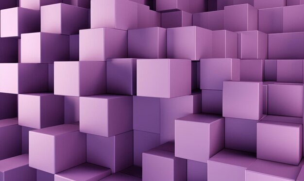 사진 라벤더 색상 3d 큐브 패턴이 있는 추상 배경 또는 벽지