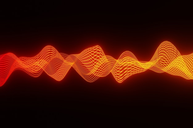 Photo abstract background orange audio wave heart beat 3d rendering