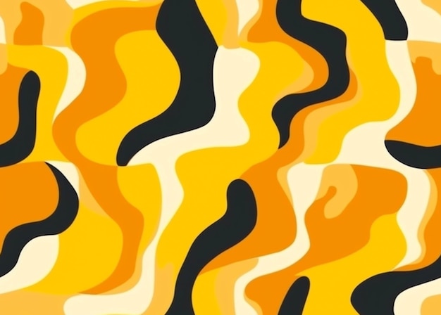 Photo abstract background of orange and black wavy shapes generative ai