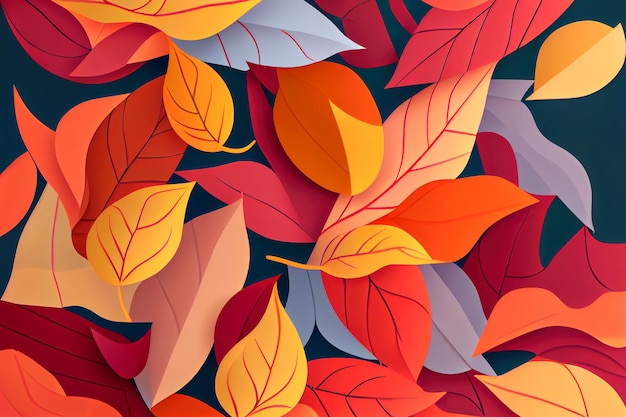 Abstract background of orange and yellow leaves Generative AI