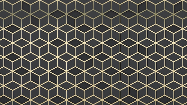 Abstract background in oriental stylegeometric line with Japanese patterngold and black background3d rendering