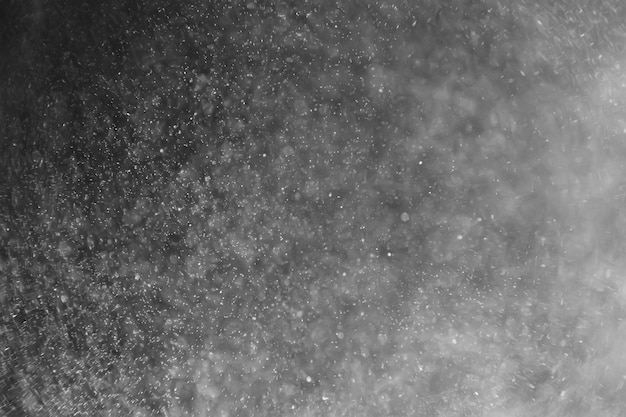 abstract background overlay white bokeh falling snow fog view on black