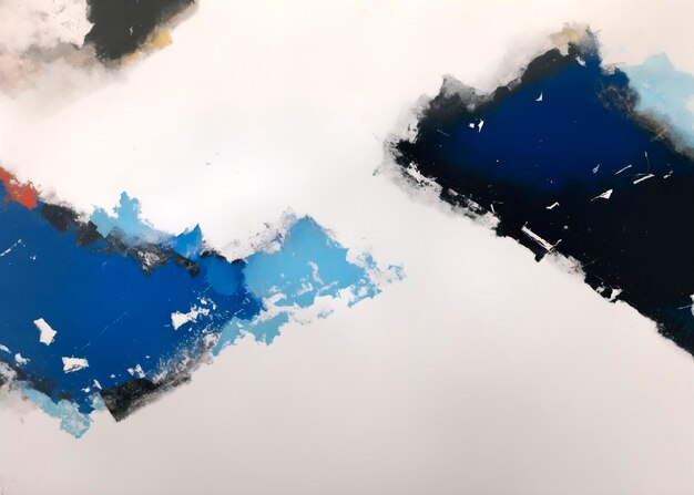 abstract background painting on canvas with blue and black paint strokes