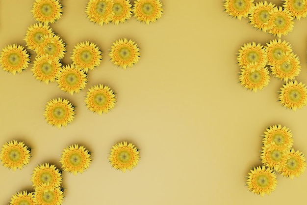 Abstract background. patterns of yellow flowers on a yellow\
background with space for text