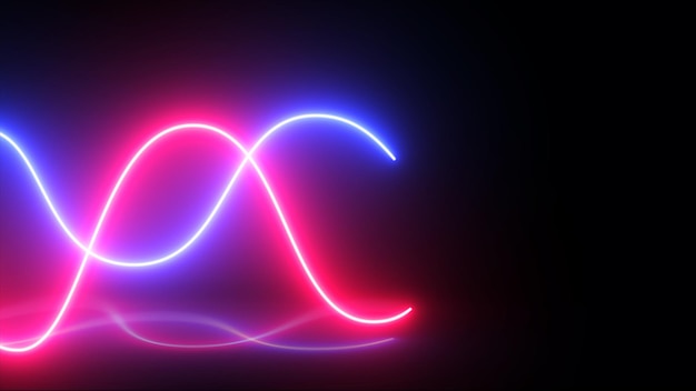 Abstract background pink and blue neon light, glowing dynamic
wavy lines, ultraviolet spectrum. 3d rendering.