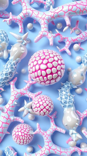 abstract background pink and blue virus and bacteria