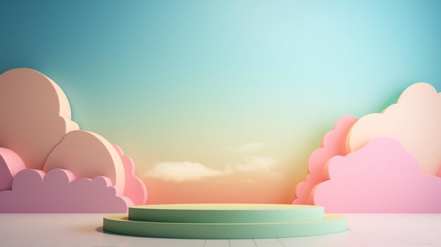 abstract background for product demonstration mock up display platform podium stage with clouds