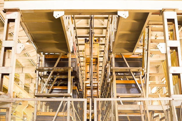 Photo abstract background  a production room with metal structures