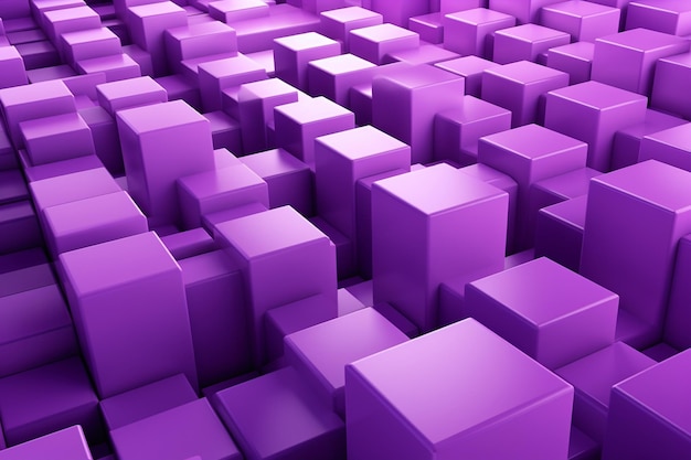 Abstract background of purple cubes 3d rendering